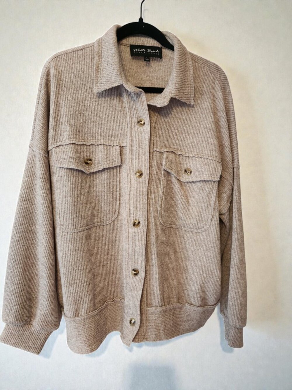 White Birch Black Label Shacket Large Cozy Ribbed Button Down Jacket - Picture 2 of 11